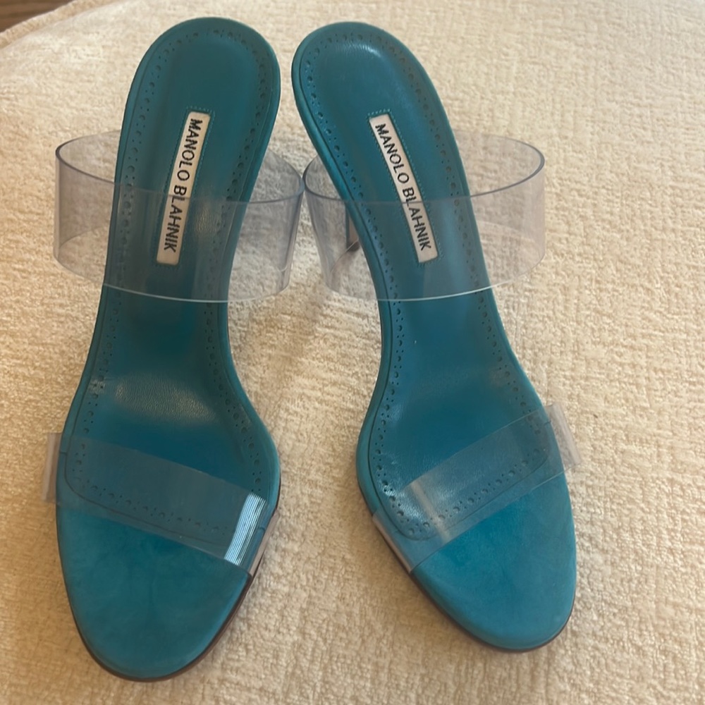 Manolo Blahnik clear SCOLTO suede sandals
